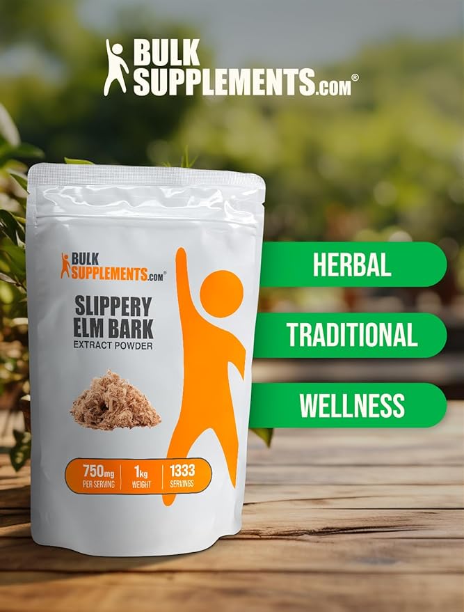 BulkSupplements.com Slippery Elm Bark Extract Powder - Slippery Elm Powder, Sourced from Ulmus Rubra Bark - Gluten Free, 750mg per Serving, 1kg (2.2 lbs) (Pack of 5)