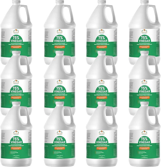 FIVE STAR MATERIALS RESOURCES 75% Vinegar Concentrated | White Vinegar for Cleaning and Garden | Home, and Outdoor Pure | Max Performance 18X Power | with Instructions 12 Gallons (1536 fl oz)