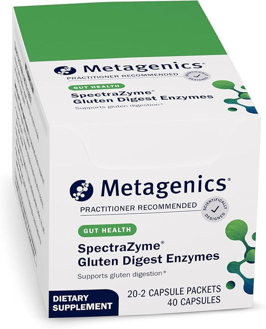 Metagenics SpectraZyme Gluten Digest Enzymes - Digestive Enzyme - Help Digest Wheat, Barley & Rye Grains* - Gut Health Supplement* - Non-GMO, Gluten-Free & Vegetarian - 40 Capsules