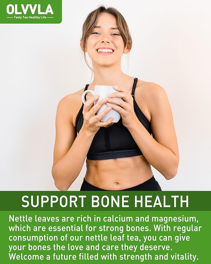 Olvvla - Premium Nettle Leaf Tea - 1.5g X 60 Count - 100% Pure Natural Stinging Nettle Tea Bag - Caffeine-free - Non-GMO - Rich in Antioxidants & Support Bone Health