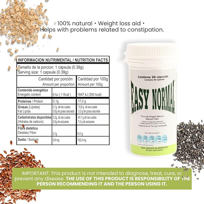 Easy Normal by Easy Figure | Fibra Natural en Cápsulas – Natural Fiber Capsules | 30 Cápsulas | 2 Pack
