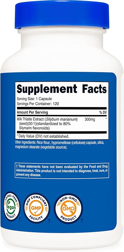 Nutricost Milk Thistle Capsules 300mg, 120 Capsules (80% Silymarin) - Gluten-Free & Non-GMO