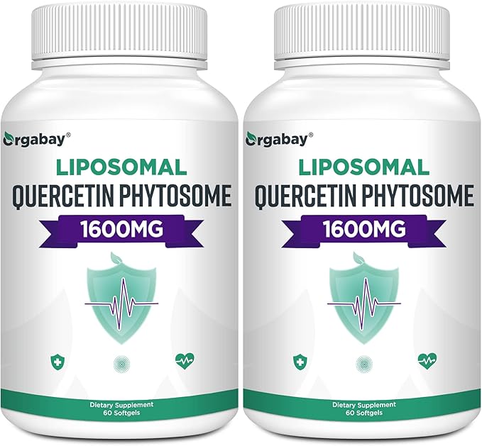 Orgabay Liposomal Quercetin Phytosome 1600 mg,Bromelain 200mg,Zinc 30mg,Vitamin C Turmeric 40 mg,Highest Absorption,Quercetin Complex, 120 Softgels
