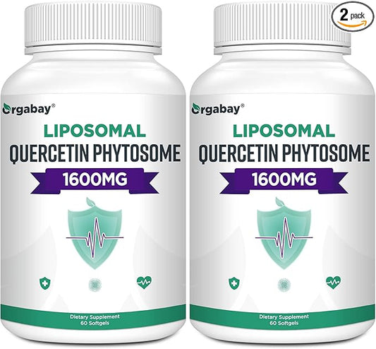 Orgabay Liposomal Quercetin Phytosome 1600 mg,Bromelain 200mg,Zinc 30mg,Vitamin C Turmeric 40 mg,Highest Absorption,Quercetin Complex, 120 Softgels