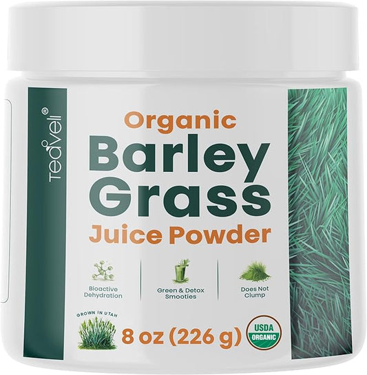 Organic Barley Grass Juice Powder– Raw, Utah Grown Barley Grass Juice Extract for Detox- Complements Wheatgrass Juice- Made in USA Without Gluten, Additives or Preservatives- 8 oz (226 Grams)