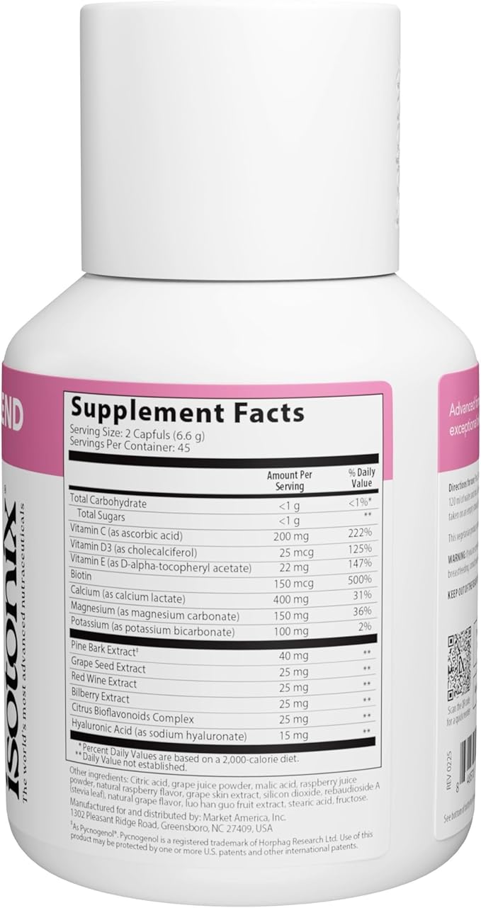 Isotonix OPC-3® Beauty Blend: Collagen, Antioxidants, Grape Seed, Red Wine, Pine Bark, Hyaluronic Acid – Supports Healthy Skin, Hair & Nails – Isotonic Drink Mix for Maximum Absorption