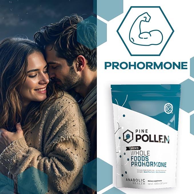 Pine Pollen Powder – Natural Whole Foods Prohormone & Testosterone Booster for Men to Boost Energy, Stamina, Hormone Balance, Anti-Aging & Nutritional Restoration – Powder (60g)