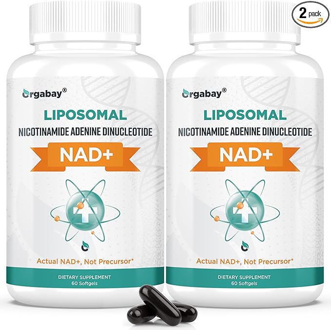 Orgabay Liposomal NAD+ Supplement 500 mg, High Absorption, Boost NAD+ with TMG 250 mg, Actual NAD Plus More Efficient Than Nicotinamide Riboside, Support Cellular Energy, Healthy Aging | 120 Softgels