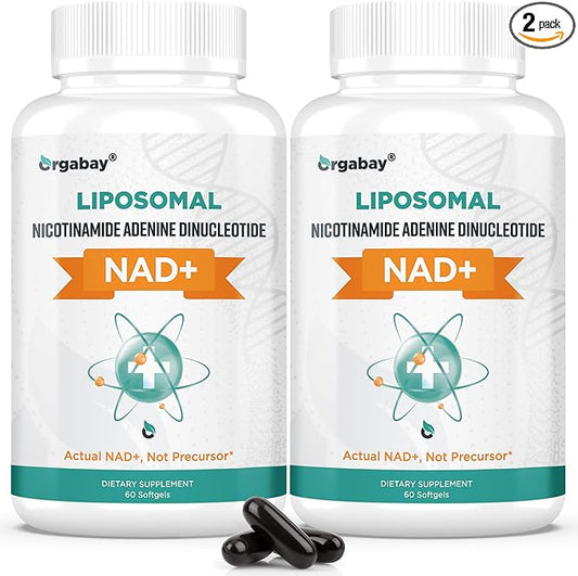 Orgabay Liposomal NAD+ Supplement 500 mg, High Absorption, Boost NAD+ with TMG 250 mg, Actual NAD Plus More Efficient Than Nicotinamide Riboside, Support Cellular Energy, Healthy Aging | 120 Softgels