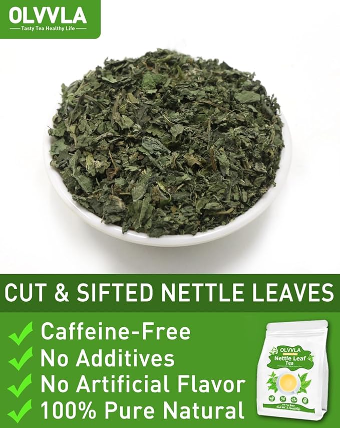 Olvvla - Premium Nettle Leaf Tea - 1.5g X 60 Count - 100% Pure Natural Stinging Nettle Tea Bag - Caffeine-free - Non-GMO - Rich in Antioxidants & Support Bone Health