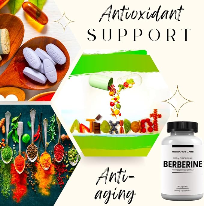 Research Labs 2 Fer 1 Ad - 1500mg Clinical Grade Berberine High Absorption Formula & BerberQuil™ Support. 180 Total Capsules. 500mg Each Capsule
