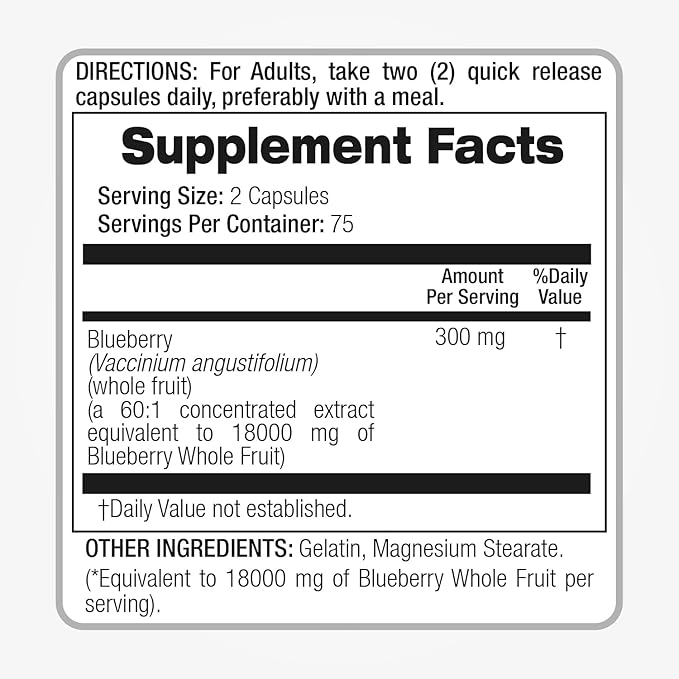 FITO MEDIC'S Blueberry | Blueberry Extract Capsules | 150 Capsules | Concentrated Extract | Highly Absorbable Herbal Supplement