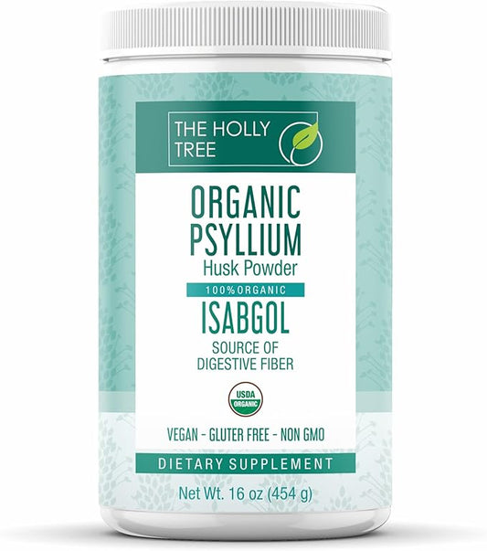 Organic Psyllium Husk Powder 16 oz - Psyllium Husk Powder Organic for Gut Cleanse & Regularity - Premium Fiber Supplement - Vegan, Gluten-Free, Non-GMO, USDA Certified