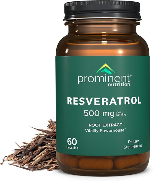 Prominent Nutrition Resveratrol Supplement, Anti-Aging and Immune Support, 98% Pure Trans-Resveratrol Supplement, 500 mg, 30 Day Supply