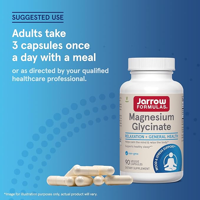 Jarrow Formulas Magnesium Glycinate Veggie Capsules - 360 mg Magnesium per Serving, Supports Relaxation and Healthy Sleep, 90 Count, 30 Day Supply