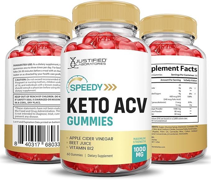 Justified Laboratories (2 Pack Speedy Keto ACV Gummies Advanced Formula 1000MG Speedy Keto Gummies Apple Cider Vinegar Formulated with Pomegranate Beet Juice Powder B12 Vegan Non GMO 120 Gummys