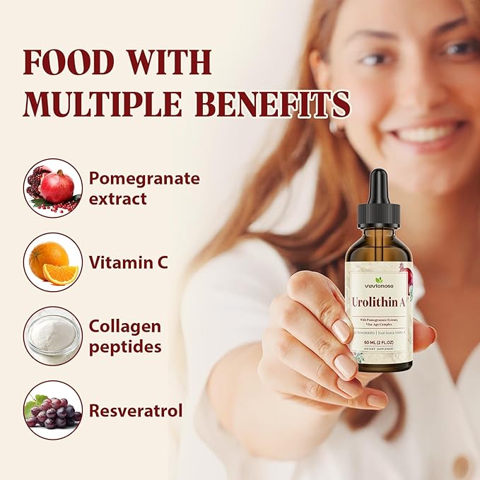Urolithin A 2000mg Liquid Drops with Pomegranate Extract, Vita-Age Complex, High Bioavailability (2 Pack)