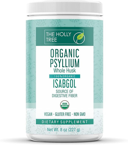 Psyllium Husk Powder Organic 8 oz - Isabgol - Whole Psyllium Husk Fiber Supplement for Digestive Health & Regularity - Gluten-Free, USDA Organic, Kosher