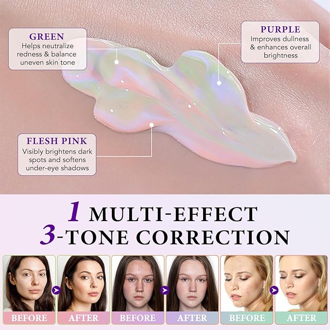 3 Color Sunscreen Concealer Cream, SPF50+ Face Moisturizing Sunscreen Skin Tone Correcting Isolation Cream, Even Skin Tone & Natural Radiance, Oil-Control & Hydrating Color Correcting Makeup Primer