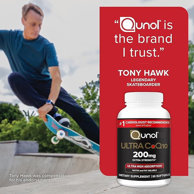 Qunol CoQ10 200mg Softgels, Ultra CoQ10 - Ultra High Absorption Coenzyme Q10 Supplements - Antioxidant Supplement for Vascular and Heart Health & Energy Production - 2 Month Supply - 60 Count