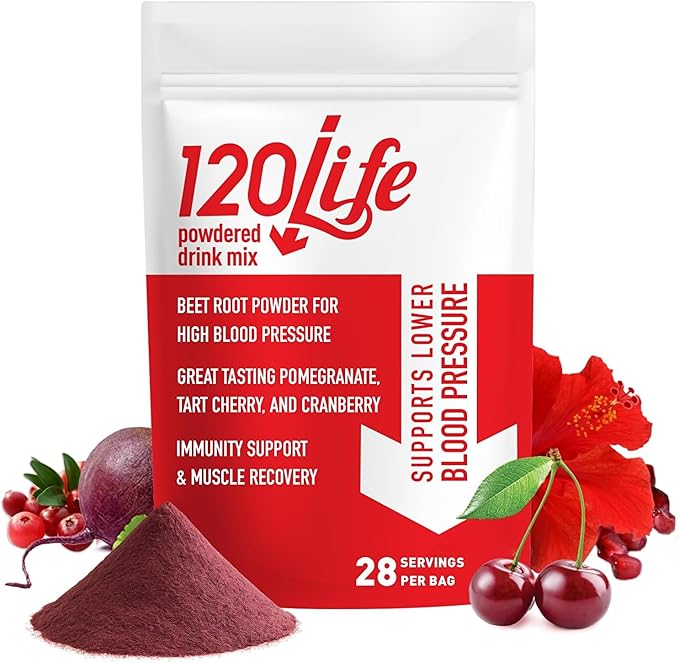 Blood Pressure Support, Natural Beet Root Powder Drink Mix with Pomegranate Powder, Cranberry Supplement, Tart Cherry, Hibiscus, and Magnesium (28 Servings) - Gluten-Free, Vegan