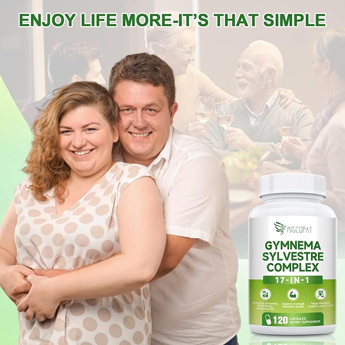 Gymnema Sylvestre Supplement 2 Month Supply | 17-in-1 Herbal Complex with Berberine HCI, Cinnamon, Bitter Melon & Chromium - Supports Glucose Metabolic Balance & Energy Wellness