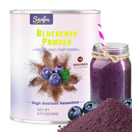 Blueberry Powder, 6.7OZ Freeze Dried Blueberry Pow der, Freeze Dried Fruit Powder, No Sugar & Additives, Great for Oatmeal, Cereal, Yogurt, Ice Cream, Pudding, Cookies, Cakes
