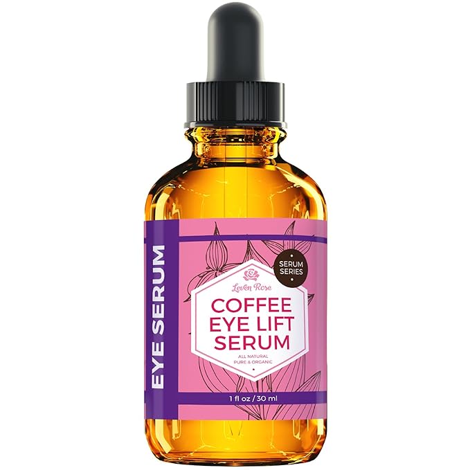 Leven Rose Coffee Oil Caffeine Serum for Eyes 1 oz - Anti-aging Organic Under Eye Serum for Puffy Bags Under Eyes