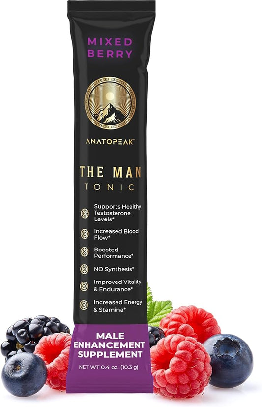 Male Enhancing Supplement Powder – Testosterone Supplement for Men with Tongkat Ali, Maca Root, Horny Goat Weed Powder, Beet Root & L-Citrulline – Nitric Oxide Booster (1 Stick Pack) - Berry