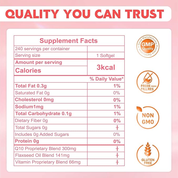 CoQ10 Supplement 300mg - Enhanced CoQ10 Nutritional Supplement with Coenzyme Q10 for Heart Health, Energy and Antioxidants - 240 Softgels