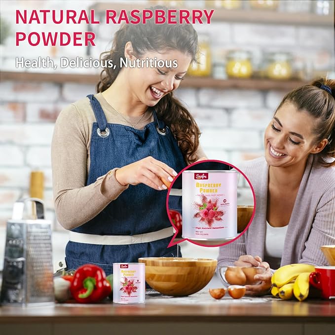 Raspberry Powder, Freeze Dried Raspberry Powder, Natural, No Sugar & Additives, 160G/5.64OZ, Freeze Dried Fruit Powde-r for Baking, Beverages, Smoothies, Yogurt
