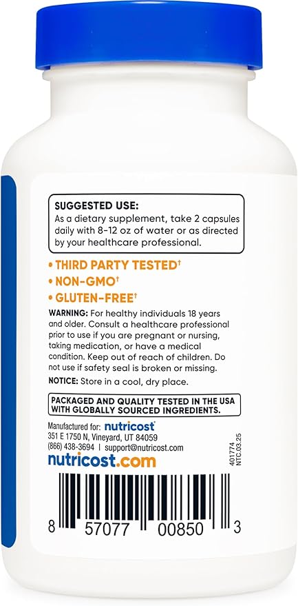 Nutricost Activated Charcoal 520mg, 120 Capsules - Premium Powder, Non-GMO & Gluten Free