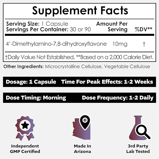 Nootropics Depot 4’-DMA-7,8-DHF Capsules | 10mg | 90 Count | 4'-DMA-7,8-Dihydroxyflavone