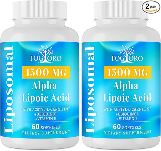 Fogoro Alpha Lipoic Acid 1500 mg-Liposomal ALA Supplement for Cellular Energy Production,Lipid Metabolism,Free Radical Scavenger,120 Softgels