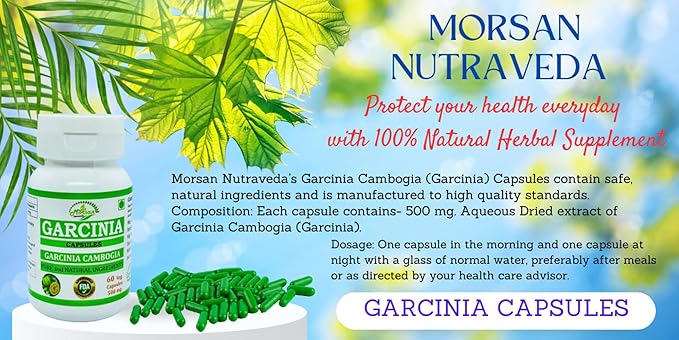 Natural and Pure Herbal Garcinia CAMBOGIA (Garcinia) Extract Capsules | Highest Potency, 100% Herbal Product | Pack of 60 X 500 mg. Veg. Capsules (Pack of 1 Jar)