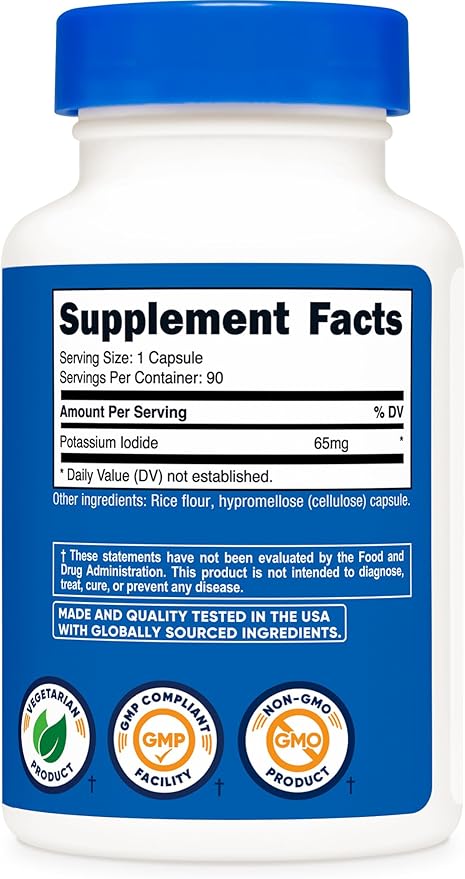Nutricost Potassium Iodide (KI), 90 Capsules, 65mg Potassium Iodide Per Serving, Vegetarian, Non-GMO & Gluten Free