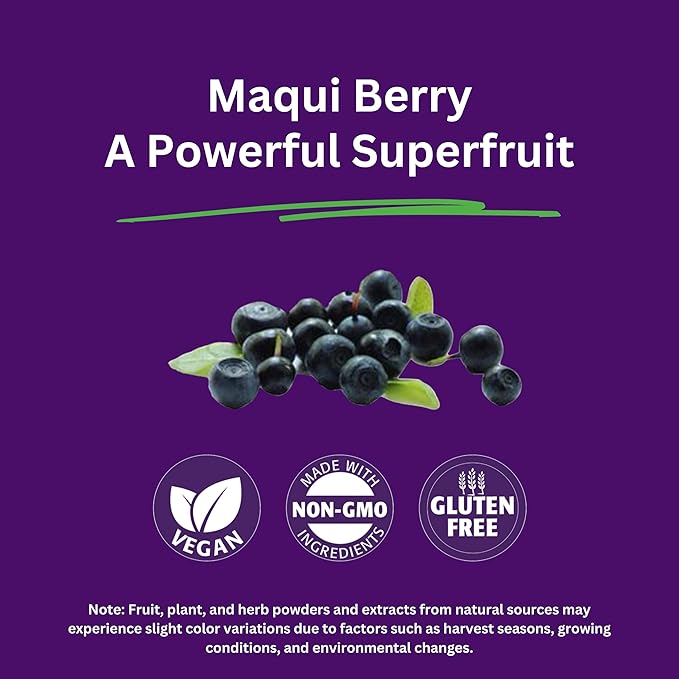 Paradise Herbs, Organic Maqui Berry Extract, 400 mg, Fresh, Freeze-Dried Concentrate for Superior Potency, Non-GMO, Vegan, 60 Capsules