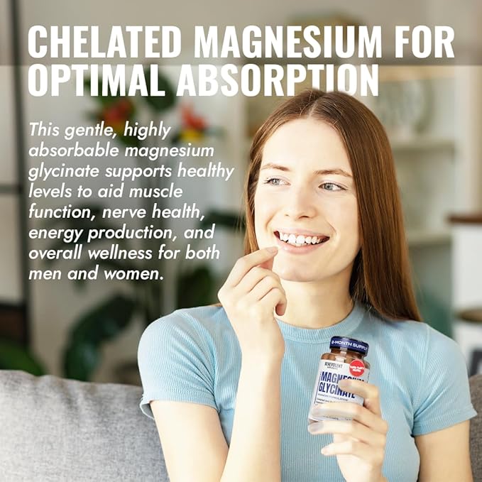 Magnesium Glycinate 500mg - Chelated & Buffered High Absorption Magnesium Supplement to Support Stress Relief, Digestion, Bone, Sleep, Nerves & Muscle Health - Made in USA - 250 Vegan Capsules