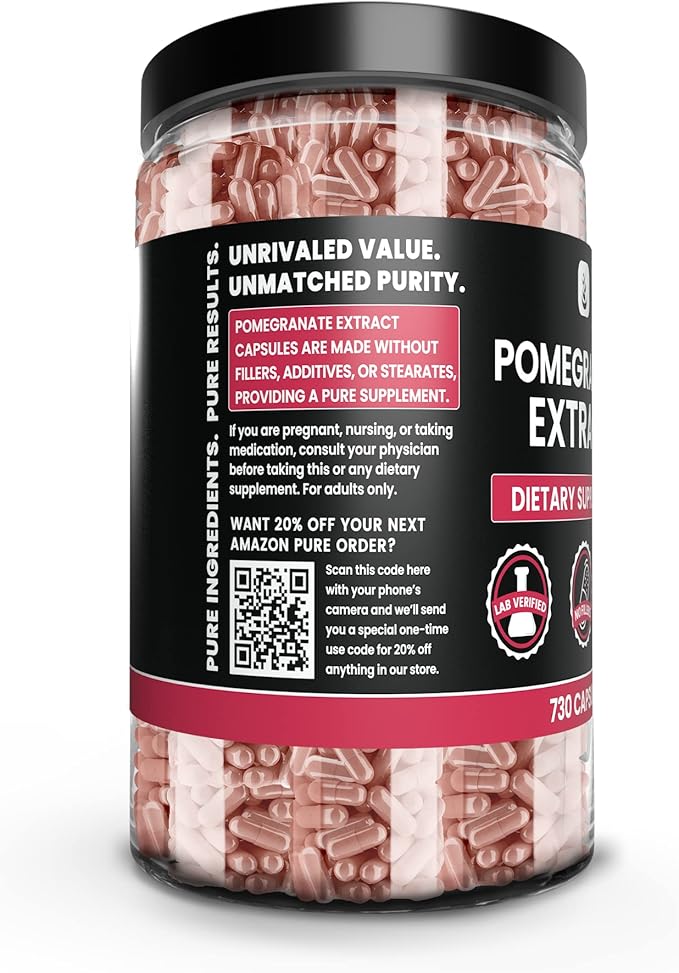 Pure Original Ingredients Pomegranate Extract (730 Capsules) No Magnesium Or Rice Fillers, Always Pure, Lab Verified