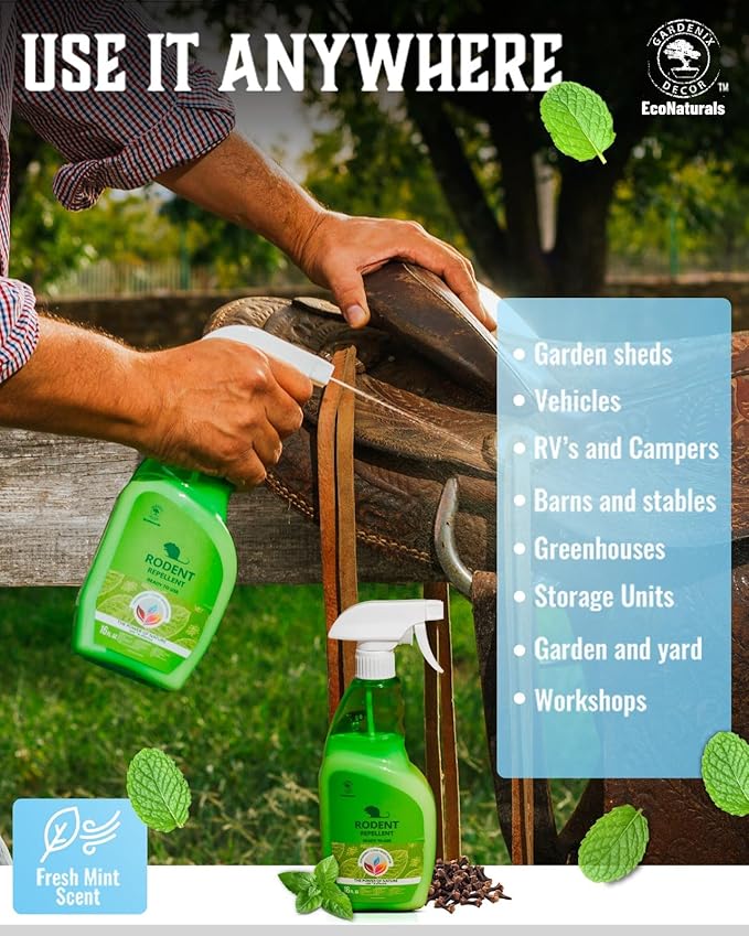 All Natural Peppermint Oil Spray, Rat Repellent to Repel Mice and Rats, Rodent Repellent Spray - 16oz Ready to Use
