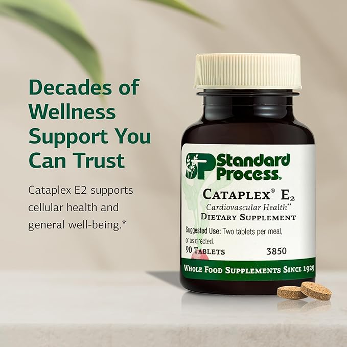 Standard Process Cataplex E2 - Vitamin E & Selenium Supplement for Cardiovascular & Cellular Health - Antioxidant Support for Heart Health - Non-Dairy & Non-Soy - 90 Tablets
