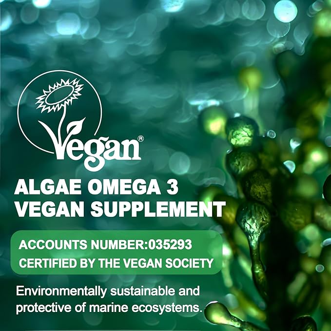 Omega 3 Gummies 2200mg from Algae Oil (DHA 640mg & EPA 290mg) for Women & Men, Vegan Omega 3 Fish Oil Alternative, w/CoQ10, Astaxanthin, Vitamin A, E, D3 for Brain, Eye, Antioxidant,Sugar Free 2Packs