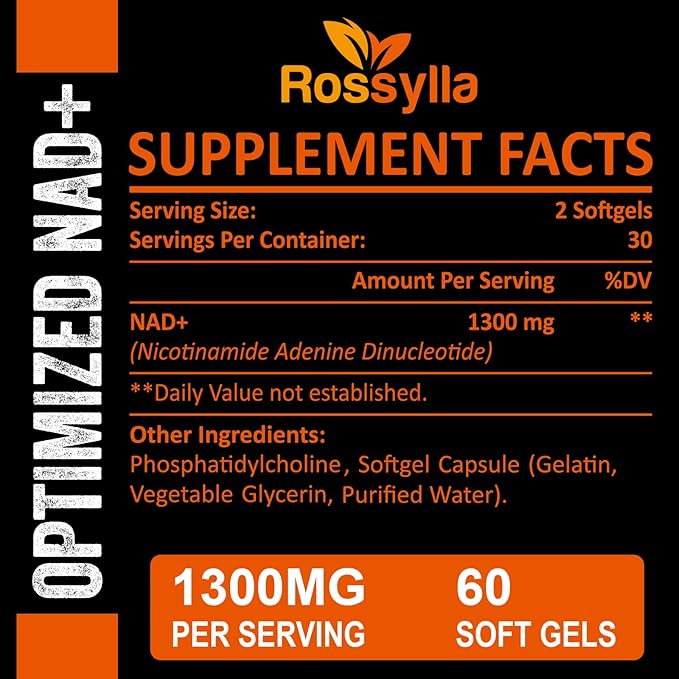 1300 MG Liposomal NAD+ Supplement | Highest Absorption | Purest NAD Supplemet to Boost NAD+ Effetively | Boosting NAD+ Supplement for Aging Defese, Cellular Energy, Longevity | 180 Count