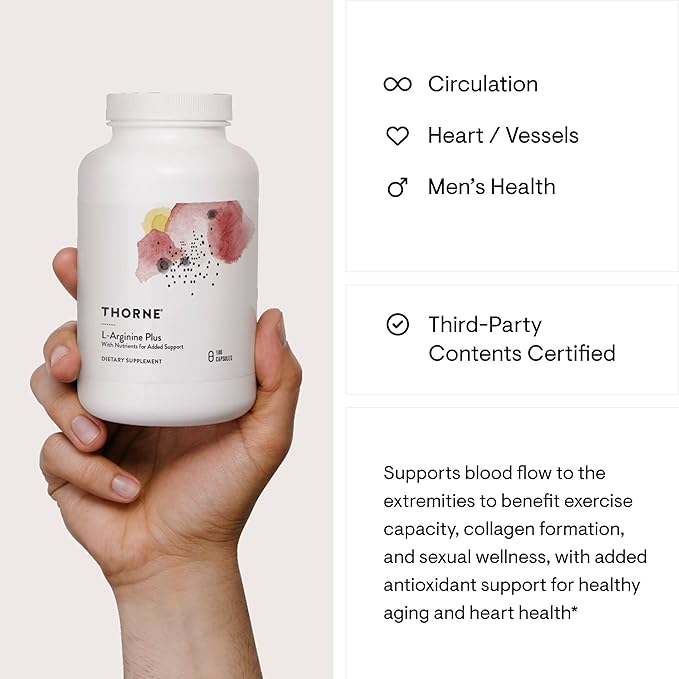 THORNE - L-Arginine Plus (Formerly Perfusia Plus) - Sustained-Release Cofactors to Support Heart Function, Nitric Oxide Production & Optimal Blood Flow* - 180 Capsules