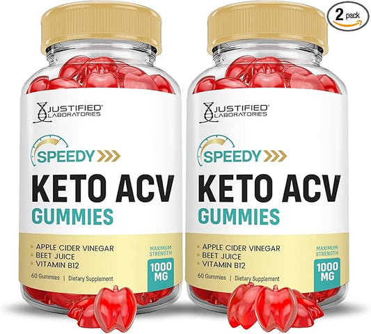 Justified Laboratories (2 Pack Speedy Keto ACV Gummies Advanced Formula 1000MG Speedy Keto Gummies Apple Cider Vinegar Formulated with Pomegranate Beet Juice Powder B12 Vegan Non GMO 120 Gummys
