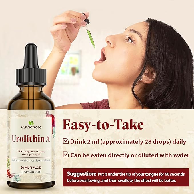 Urolithin A 2000mg Liquid Drops with Pomegranate Extract, Vita-Age Complex, High Bioavailability (2 Pack)