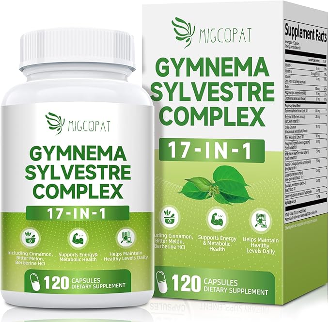 Gymnema Sylvestre Supplement 2 Month Supply | 17-in-1 Herbal Complex with Berberine HCI, Cinnamon, Bitter Melon & Chromium - Supports Glucose Metabolic Balance & Energy Wellness