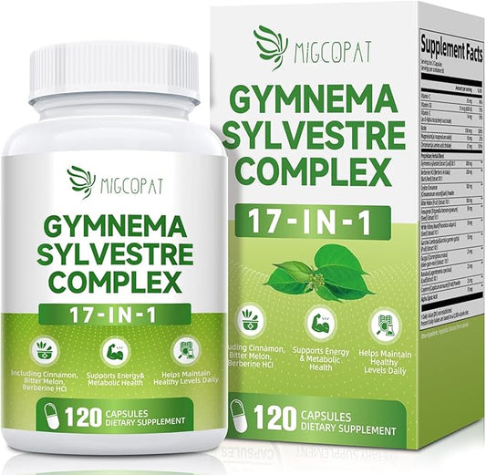 Gymnema Sylvestre Supplement 2 Month Supply | 17-in-1 Herbal Complex with Berberine HCI, Cinnamon, Bitter Melon & Chromium - Supports Glucose Metabolic Balance & Energy Wellness