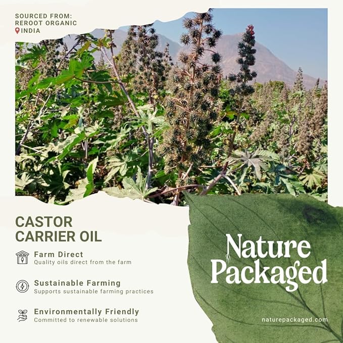 Organic Castor Oil Direct From India - Cold Pressed Castor Oil For Face - Hexane Free (32 oz)