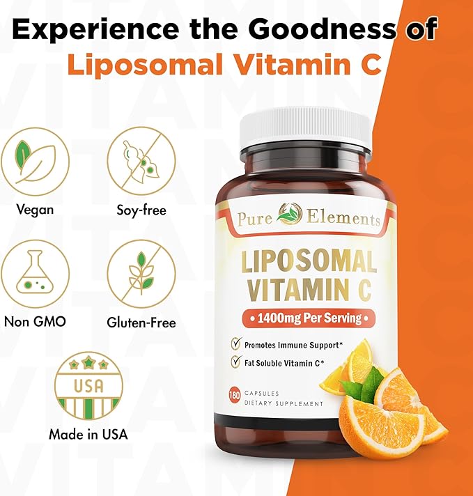 Liposomal Vitamin C Dietary Supplement, Capsules Non GMO, Soy Free, Gluten Free